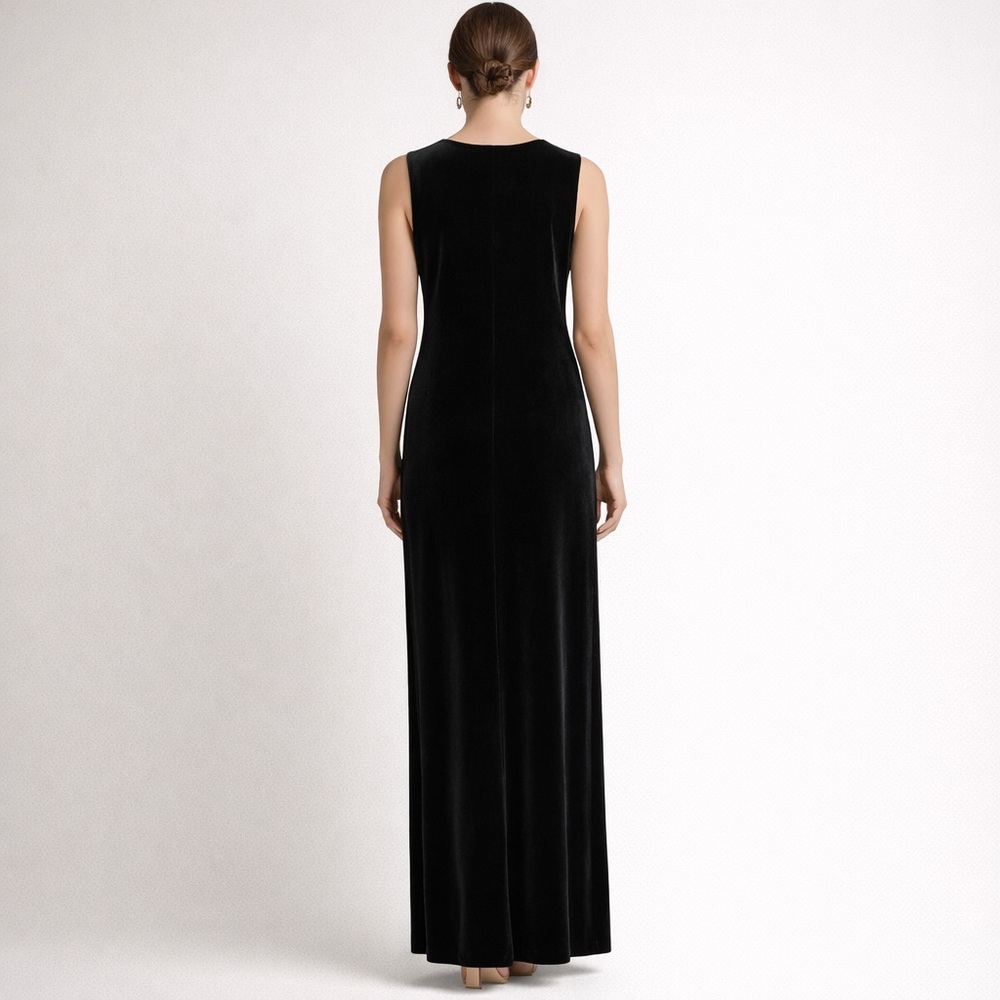 CARTISE Velvet Maxi Dress Sleeveless Draped Formal Evening Cocktail Gown Black - Picture 3 of 16